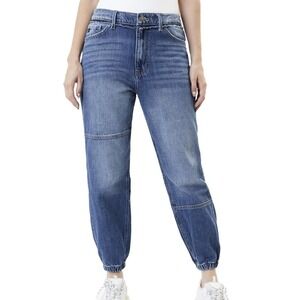 Kancan Denim Joggers High Rise Elastic Cuff Distressed Blue Jeans 27